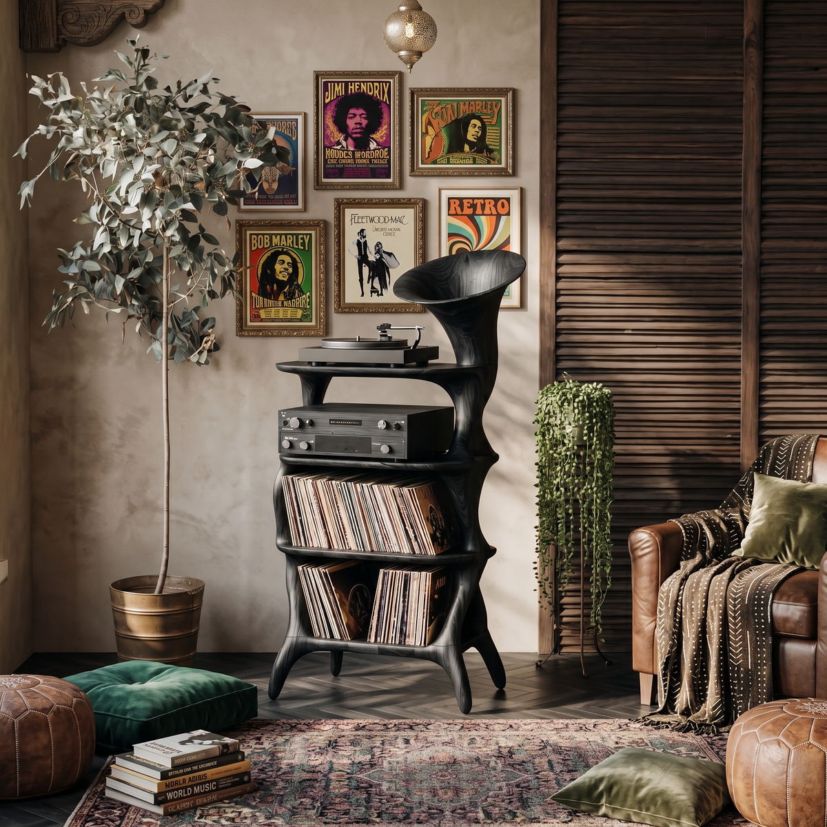Mid Century Vinyl Cabinet For Livingroom Display