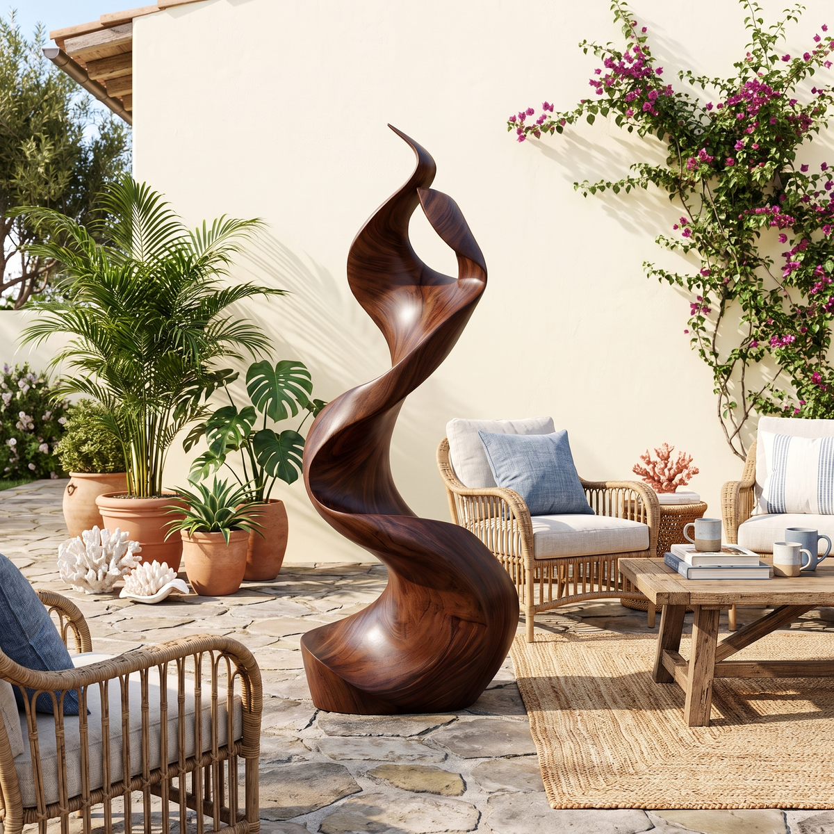 Rustic Large Wooden Sculpture For Furniture Art Feature