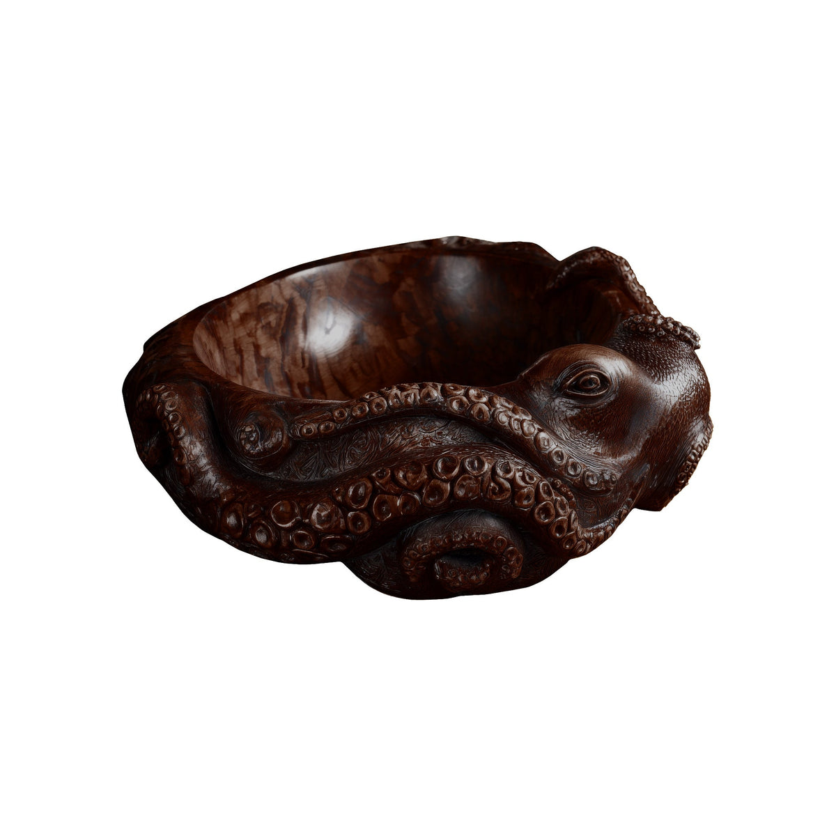 Nautivar Octopus Form Handcarved Solid Wood Sculpted Vessel Sink
