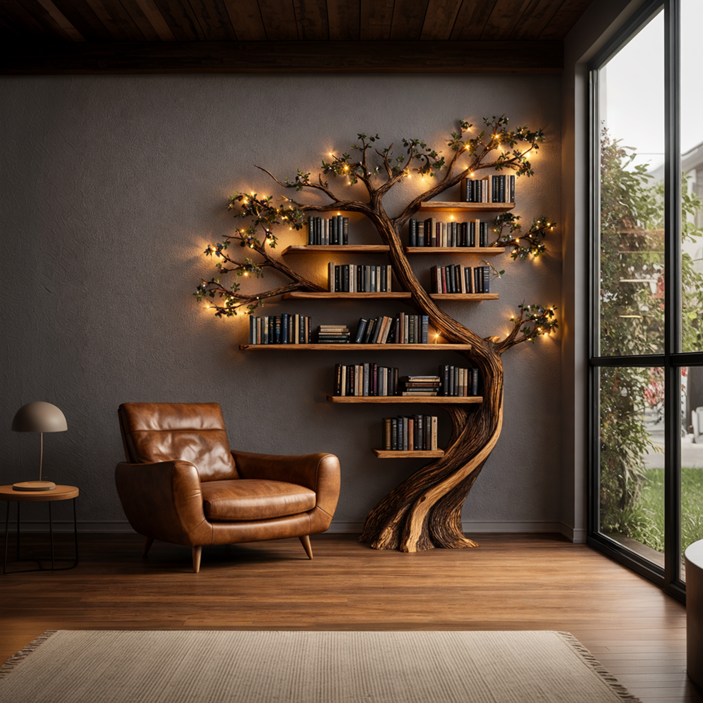 Rustic Tree Bookshelf