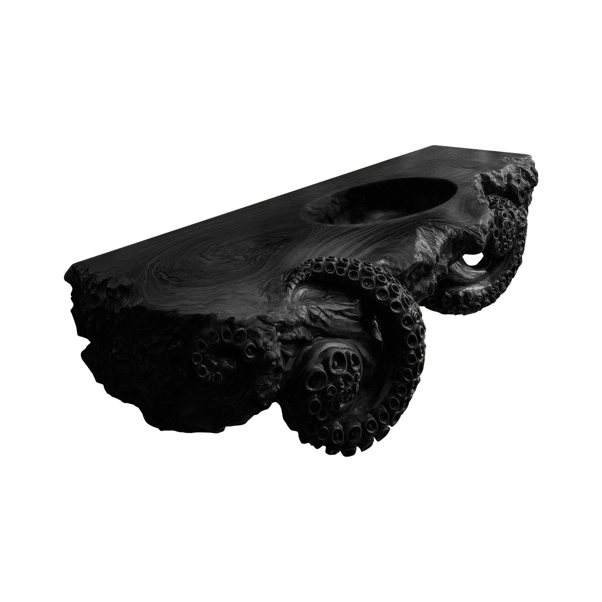Velmora Octopus Form Sculpted Solid Wood Floating Bathroom Vanity With Integrated Sink