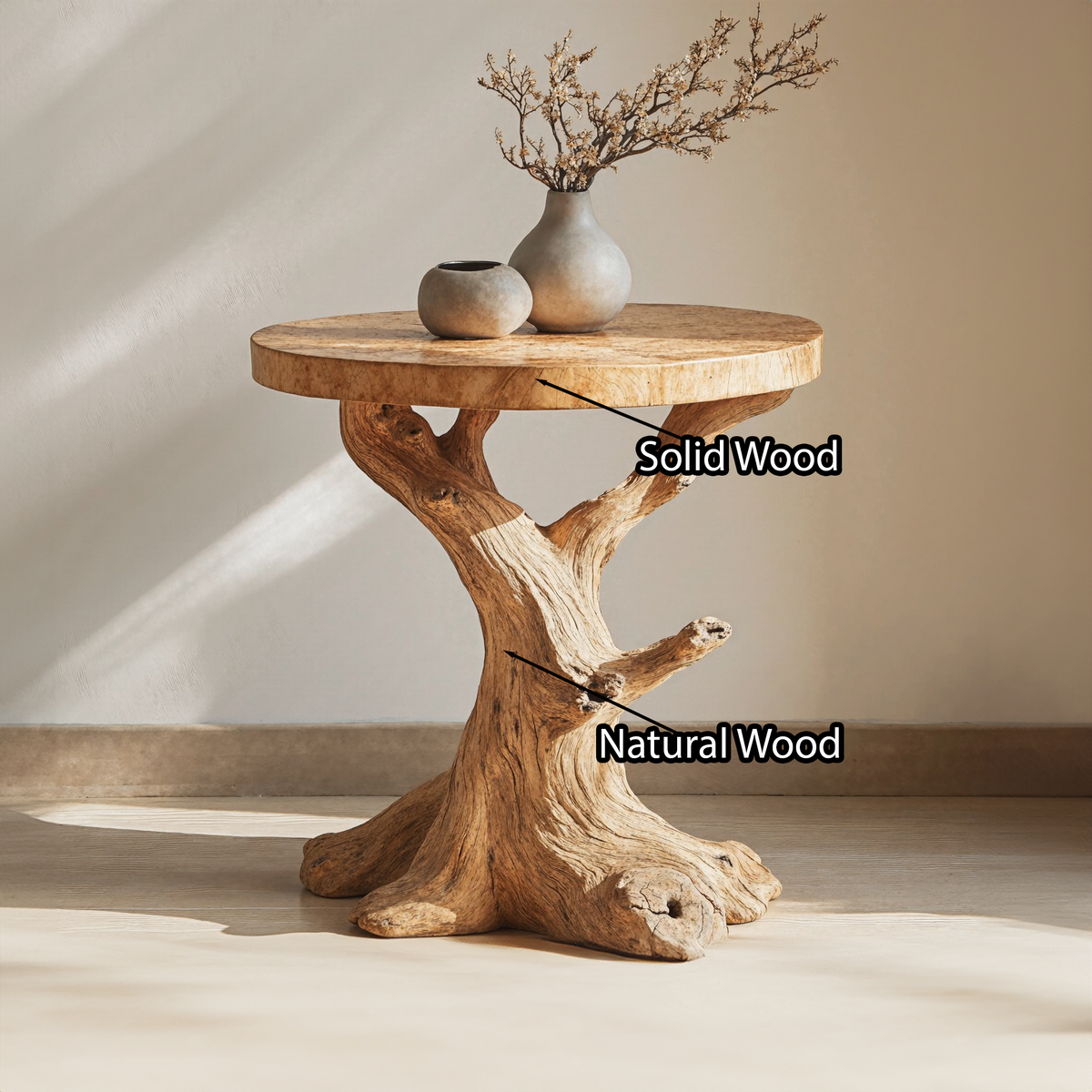 Handcrafted Solid Wood End Table Side Table